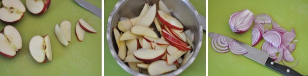 Receta de Crostone con atún, manzanas y cebollas