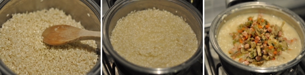 Receta rápida de flan de arroz, jamón, champiñones y scamorza