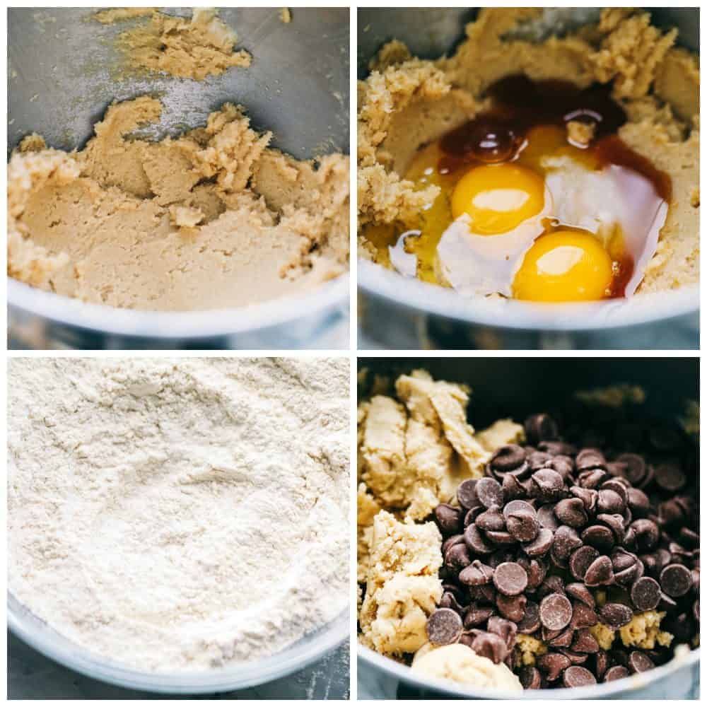Ingredientes para hacer galletas con chispas de chocolate. 