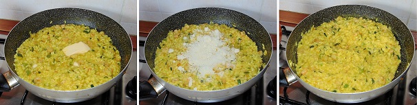 risotto a la milanesa con verduras golosas gambas flores de calabacín primer plato