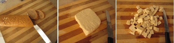 Crostini con procedimiento de tofu picante