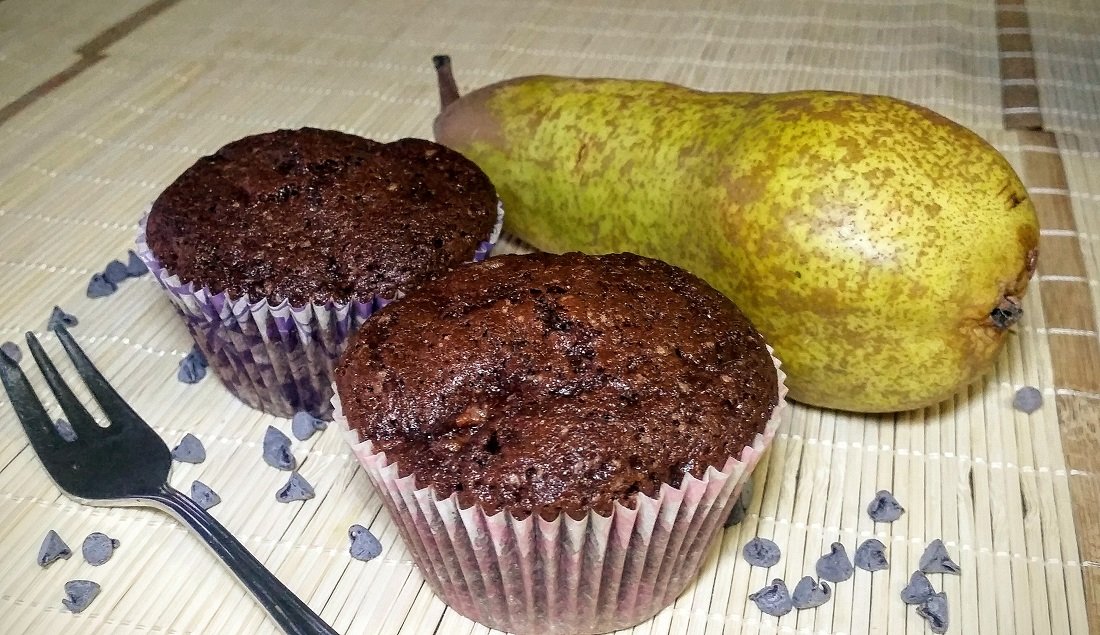 muffins de chocolate y pera